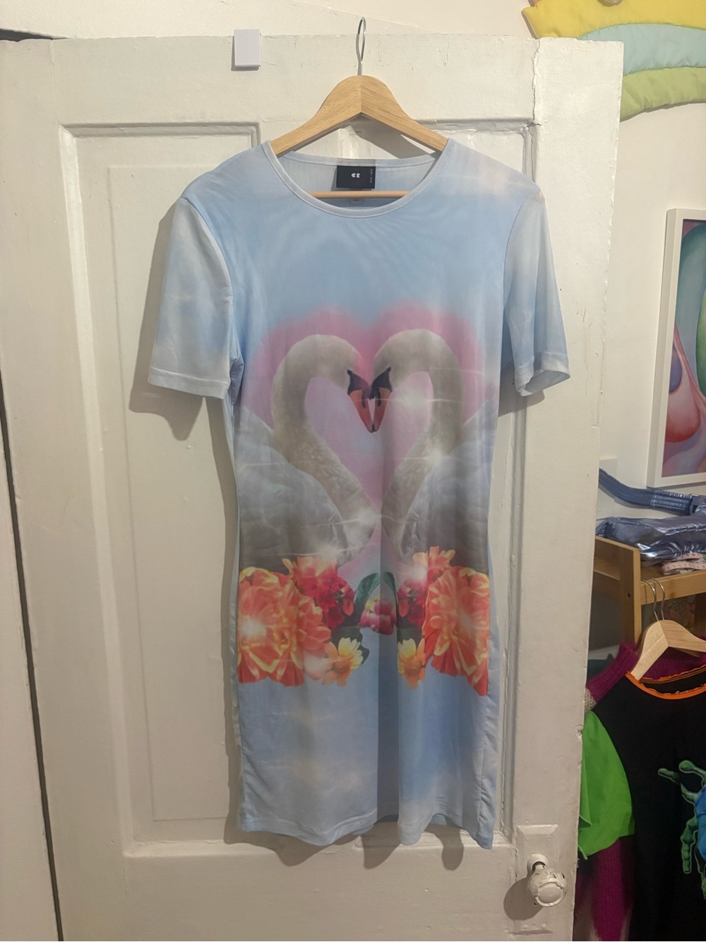 Lazy Oaf Mesh Swan Bodycon Dress Mini Size 8!